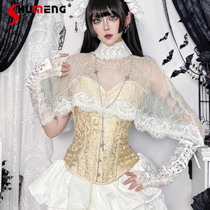 المرأة اليابانية Rojita نمط الحلو Y2k Blusas هالوين الزي الدانتيل بلوزة مثير شفافة شال الشيفون رقيقة Kawaii قميص #1