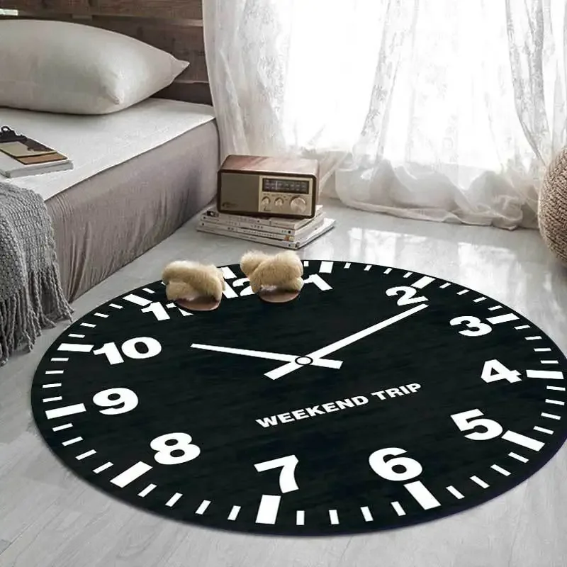 Children's Round Carpet Computer Chair Non-slip Floor Mat Door Clock Creative Printing Children's Bedroom Round Carpet