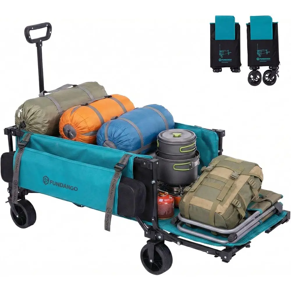 

Компактная складная тележка-вагон, 200 л, грузоподъемность 180 кг, колеса для любой местности, идеально подходит для пляжа, сада, покупок - синяя