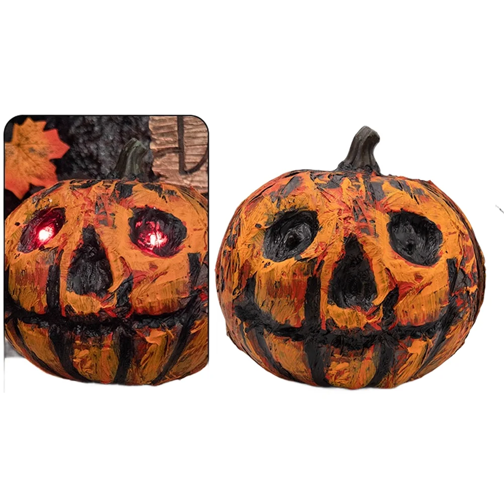 Plastic Smiling Pumpkin Lantern Halloween Glowing Decor for For haunted House 20x20x20cm Flicker Effect Indoor Decoration