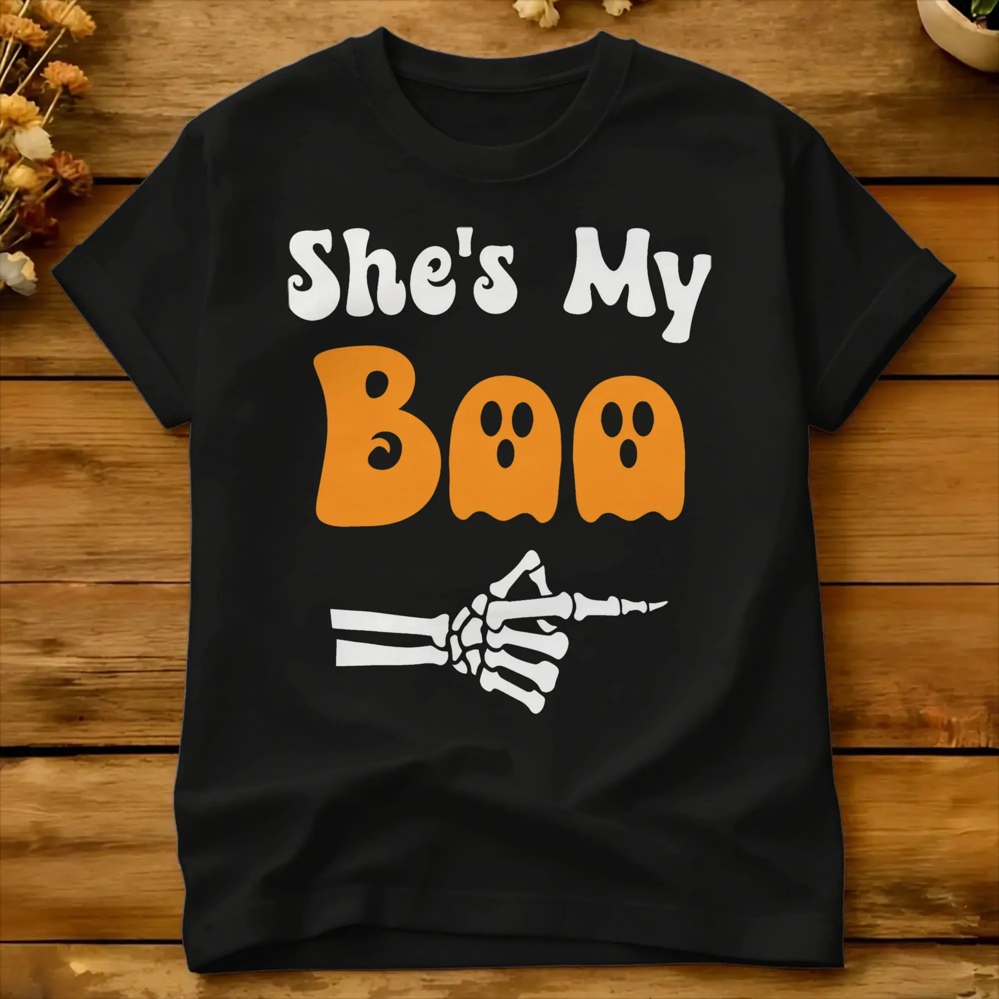 SheS My Boo Matching Halloween T-Shirt Summer  Cotton T Shirts For Men Design Tshirt Short-Sleeve Y2K Retro Tops