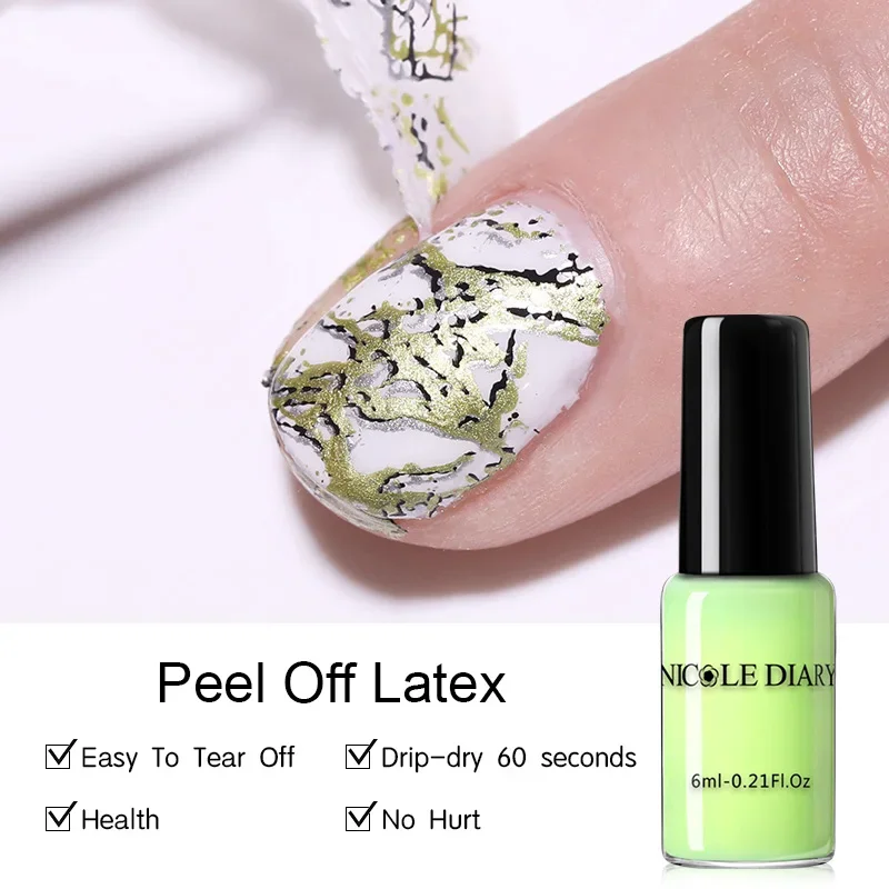 DIARY 6ML Peel Off Liquid Tape Odor-free Nail Edge Skin Care Liquid Nail Art Gel Latex Edge Protection Easy Removing Tool