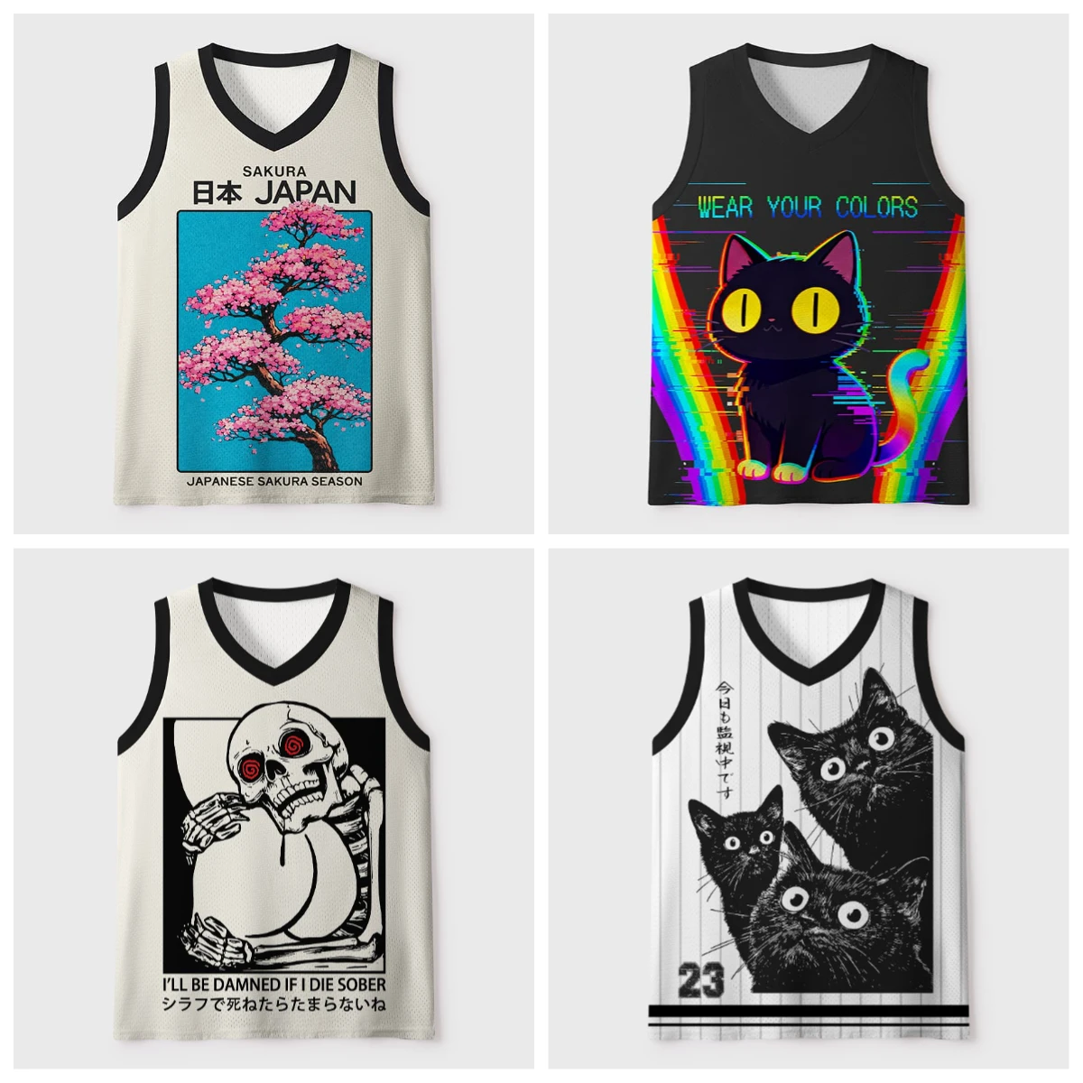 2026 new V-neck mesh basketball sports vest, Japanese ukiyo-e animal print sleeveless fitness muscle breathable sports jersey