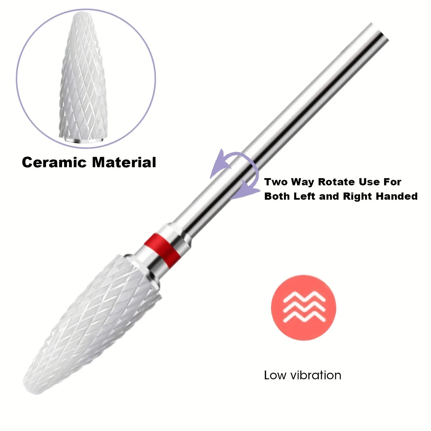 2Pcs/Set Ceramic Nail Drill Bits 3/32 Inch Handle for Acrylic Gel Nails Pedicure Manicure Beauty Tools Accessories