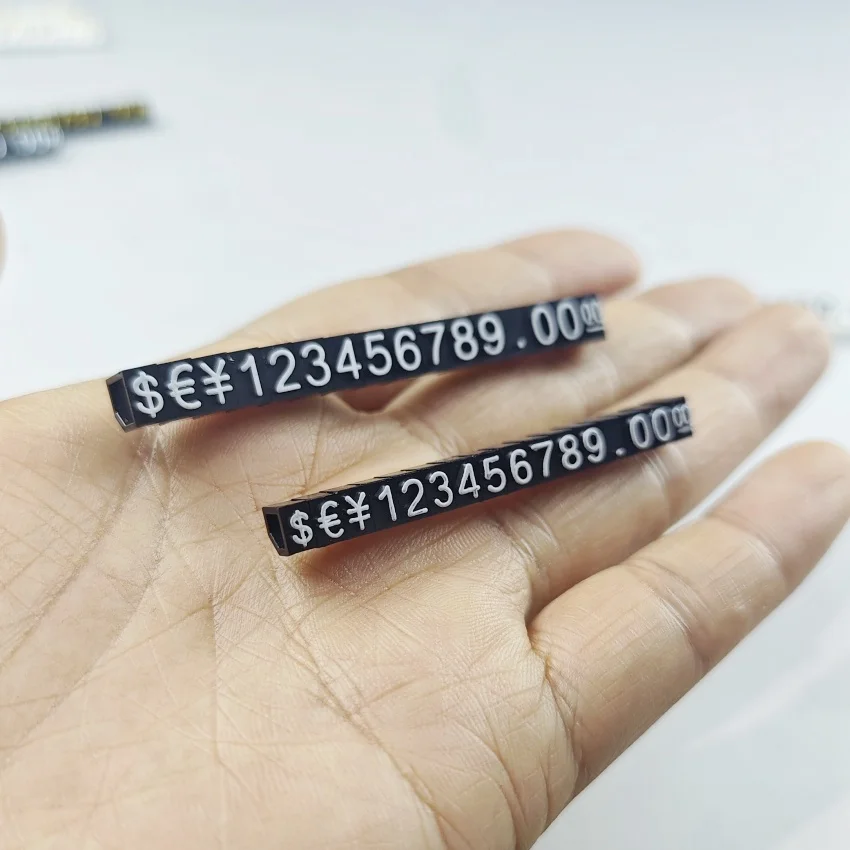 50 conjuntos de mini jóias de plástico número preço barra tira exibição marcada partículas stands destacáveis com moeda
