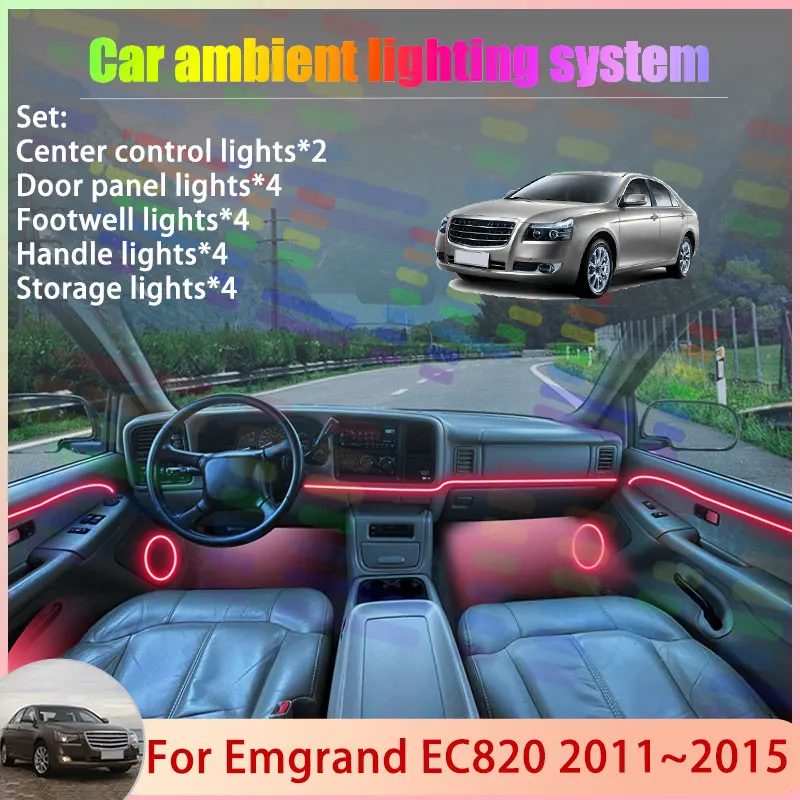 

For Emgrand EC820 2011~2015 2012 2013 2014 2015 2/24 in 1 Car Atmosphere Light Lamp RGB Shade Ensemble Streamer Atmosphere Set