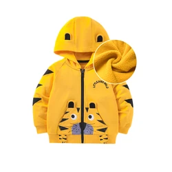 Springen Meter Neue Ankunft Fleece Innen Jungen Mädchen Outwear Zipper Jacken Mit Kapuze Mäntel Tiere Kleinkind Mäntel Kleidung Kinder Tragen