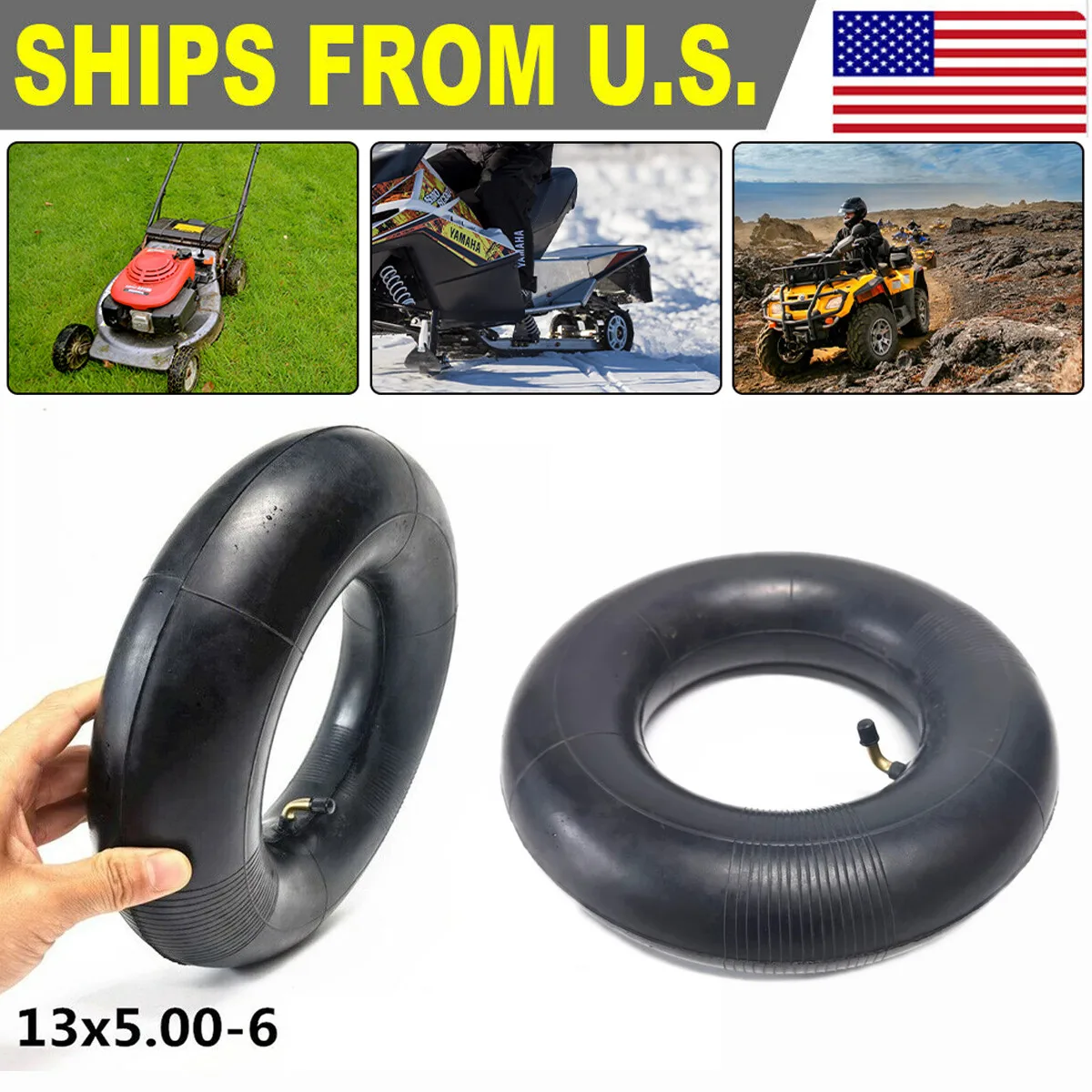 

2Pcs 13X5.00-6 Lawn Mower Inner Tube 13x5-6 145/70-6 Tire Tube TR87 Valve