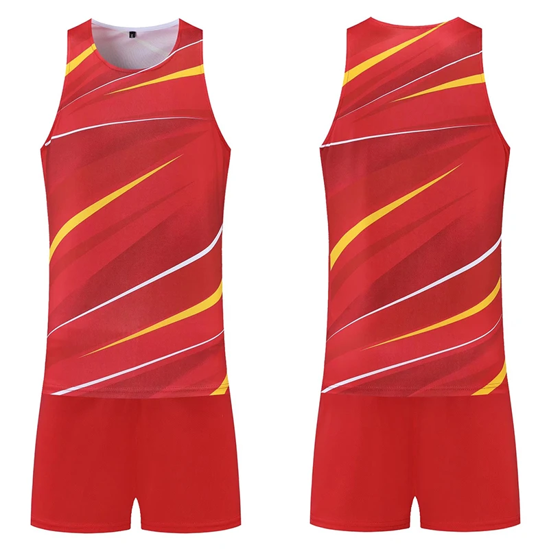 Langmao 2023 New Running Sets For Men Women Sports Vest Marathon Running Sleeveless Sportswear Marathon Running Athletic Suit