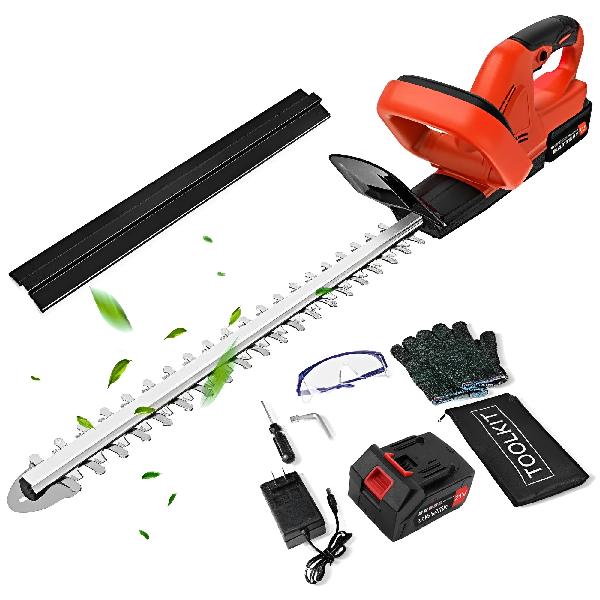 21V Cordless Hedge Trimmer 22 Inch Electric Hedge Trimmer with 3.0Ah Battery & Charger with Dual Action Blade 3/5