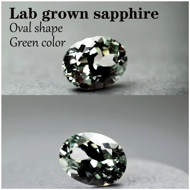 

Сапфир овальной формы VVS1 зеленый цвет, выращенный в лаборатории драгоценный камень, натуральный цвет, подвески, сертификат изготовления ювелирных изделий, несколько форм