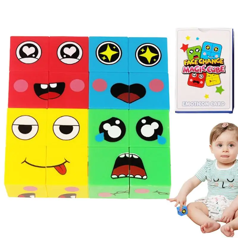 Building Blocks Sets Bulk Educational Kids Toy Face Changing Blocks Bricks Cartoon Construction Toys DIY Creative Bricks