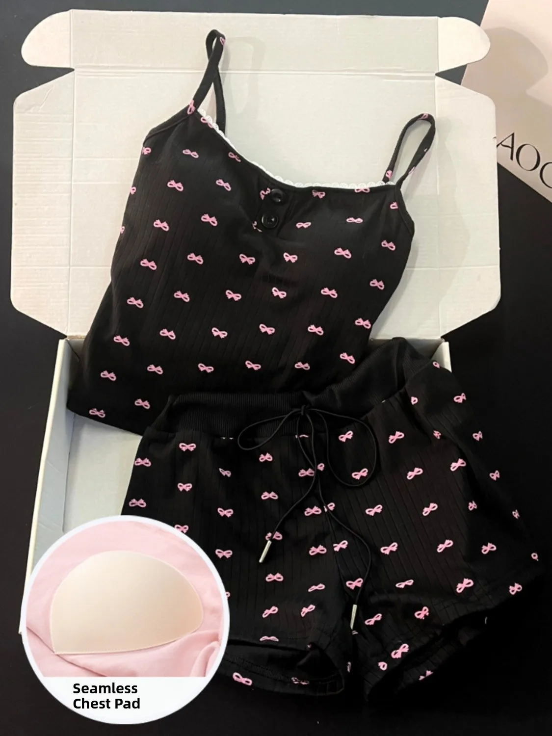 

Summer Cotton-Like Strap Spwear Women's Large Size Sexy Bla Set Home Clothes with Chest Pad Cool Sensation New 2025