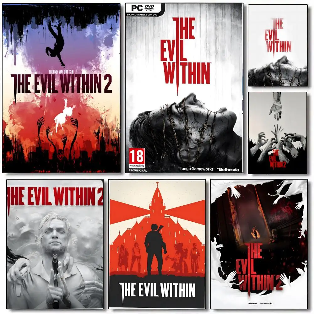 Classic Game T-The Evil Within Poster Sticky Painting Prints Wall Art Waterproof Home Living Bed Room Bar Cafe Aesthetic Decor
