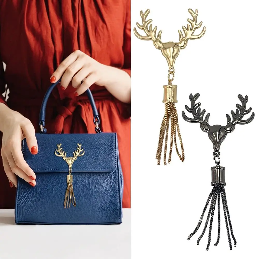 Hot Handbag Tassel Turn Lock Deer Head Shape Twist Locks Metal Clasp Hardware Parts Deer Head Shape Shoulder Bag Accessories