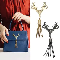 Hot Handbag Tassel Turn Lock Deer Head Shape Twist Locks Metal Clasp Hardware Parts Deer Head Shape Shoulder Bag Accessories