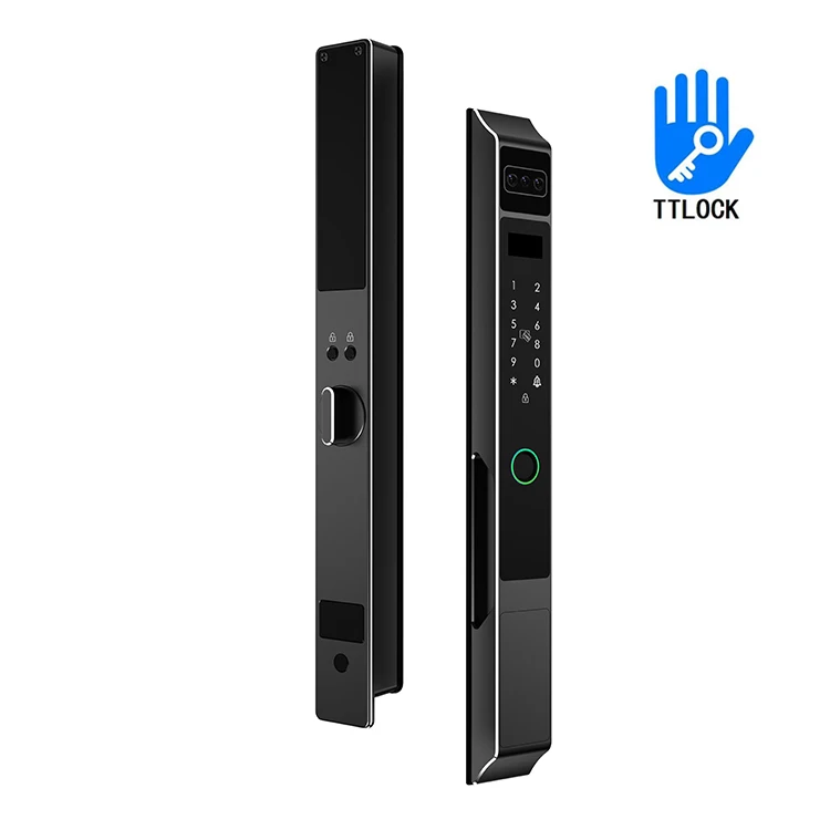 Face Fully Automatic Waterproof Outdoor Tuya Wifi Ttlock App Aluminum Smart Sliding Door Lock Slim Fingerprint Electronic Lock