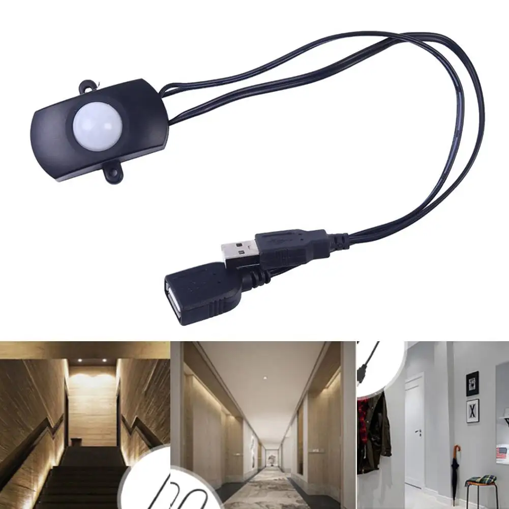 LED Light Switch USB Interface Body Infrared Detector Switch Practical Portable Eco-friendly Adjustable for LED Strip Light