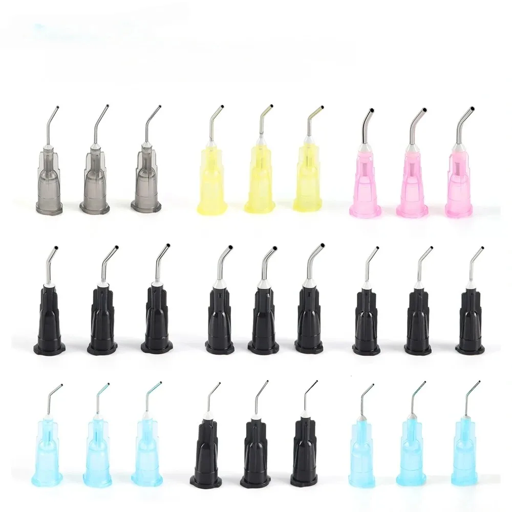 100Pcs/Pack Dental Pre Bent Needle Tips Etchant Resin Flow Composite Irrigator Dispensing Syringe Applicator Oral Care Tools Set