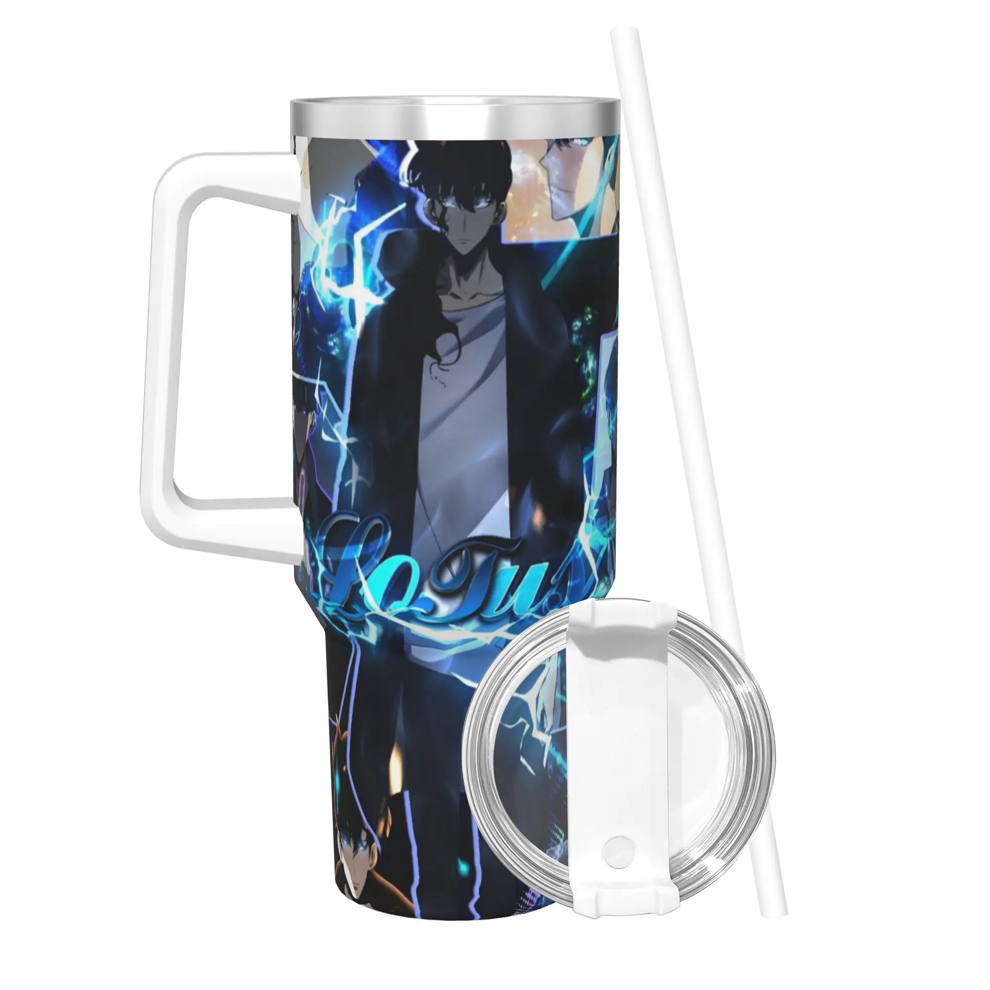 40OZ Stainless Steel Tumbler Solo Levelings Anime Thermal Mug  Insulated Cold Drink Car Mugs Travel Water Bottle