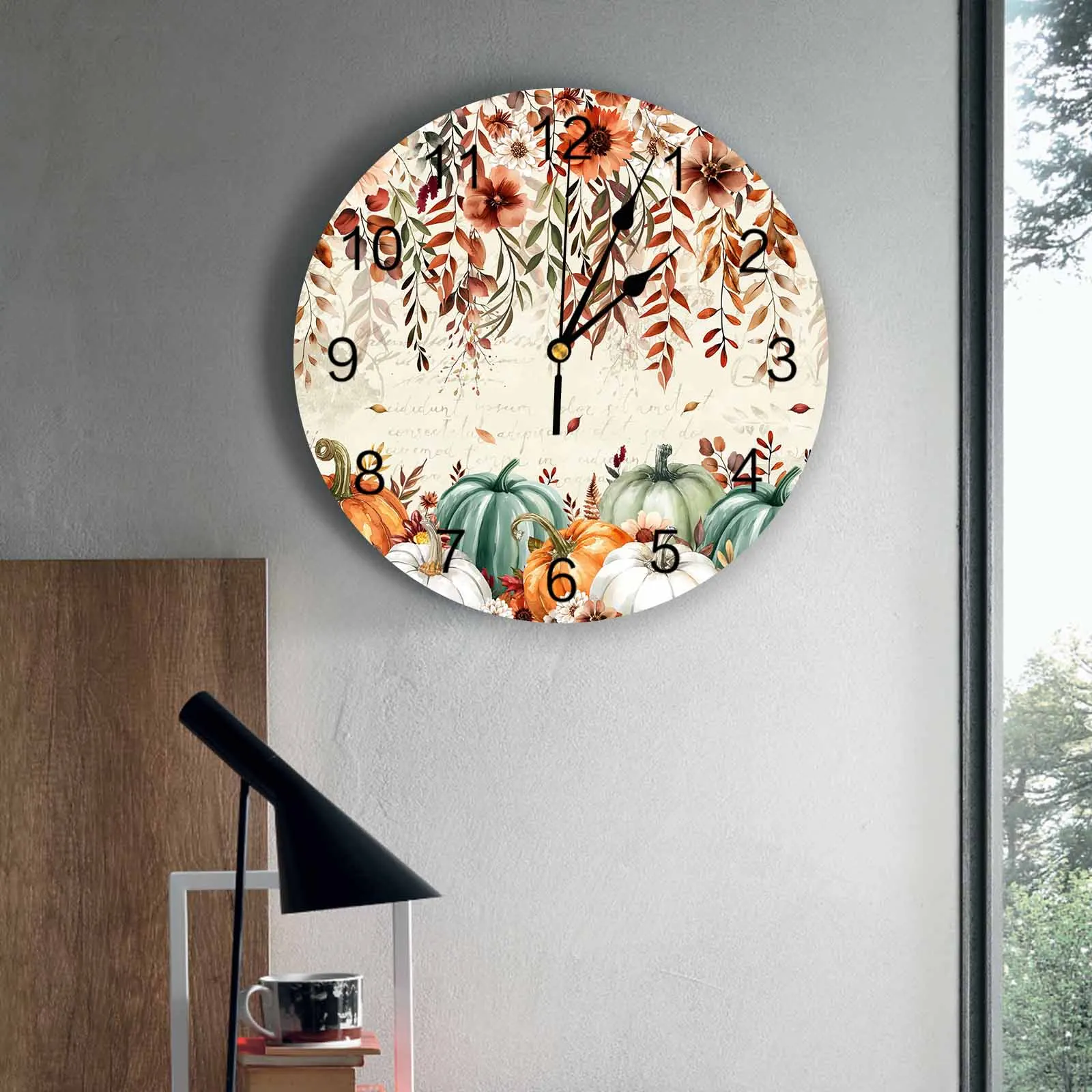 

Bedroom Wall Clocks Autumn Thanksgiving Leaves Living Room Clocks Ornaments Baby Room Study Mute Wall Clocks