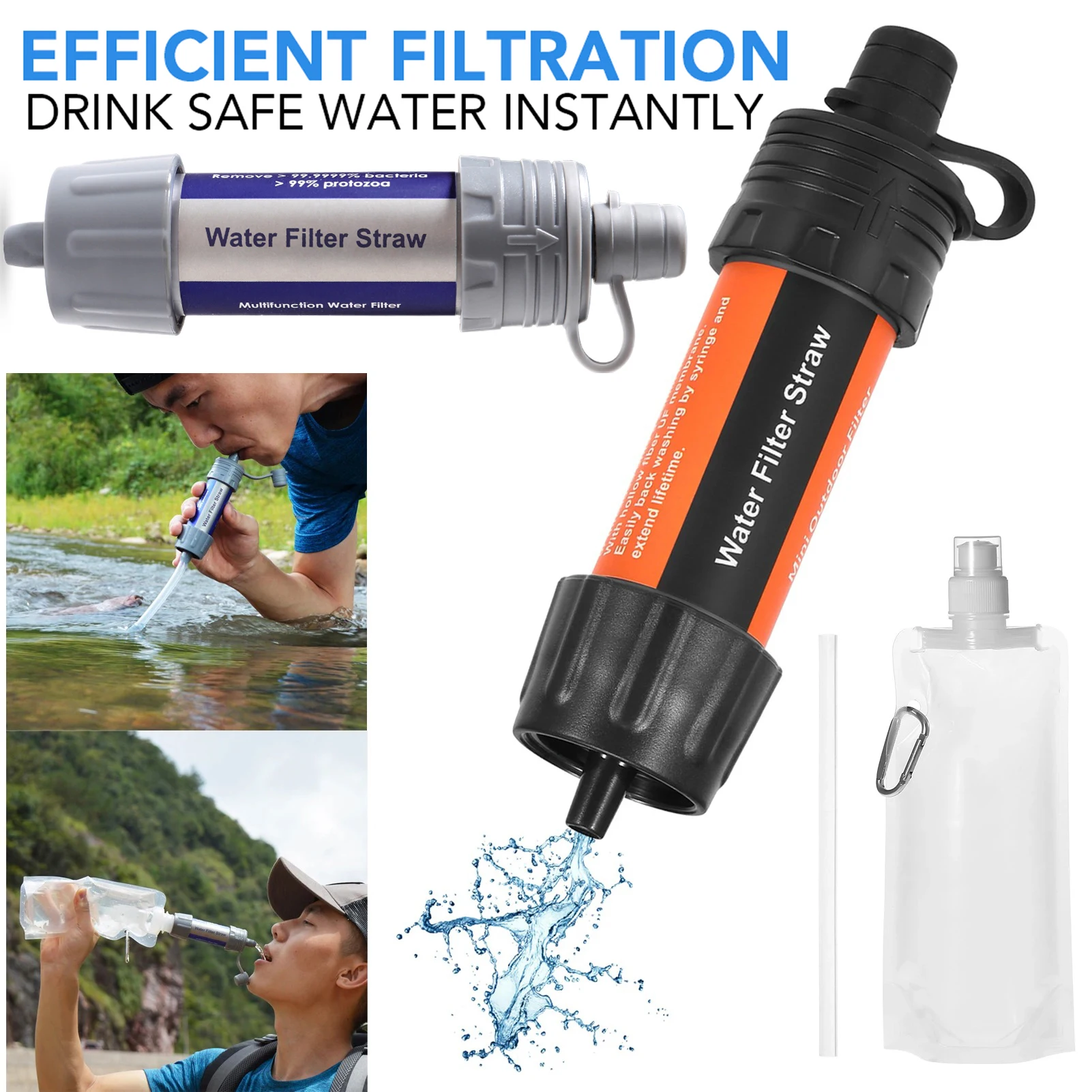 

Открытый фильтр для воды, соломинка для питья, аварийный очиститель воды, присоска, система фильтрации воды, путешествия, кемпинг, пеший туризм, инструменты для выживания