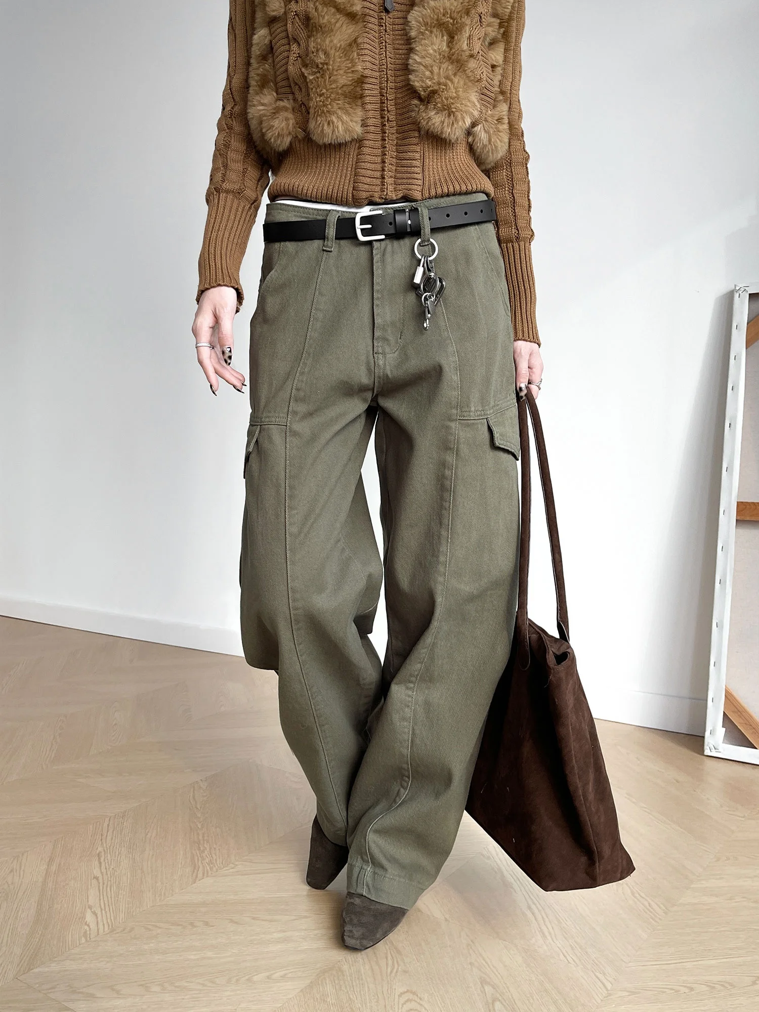 

Inbeowroom American Retro Deconstructed Knife Straight Leg Jeans Loose Casual ex Workwear Cotton Blend Comfortable