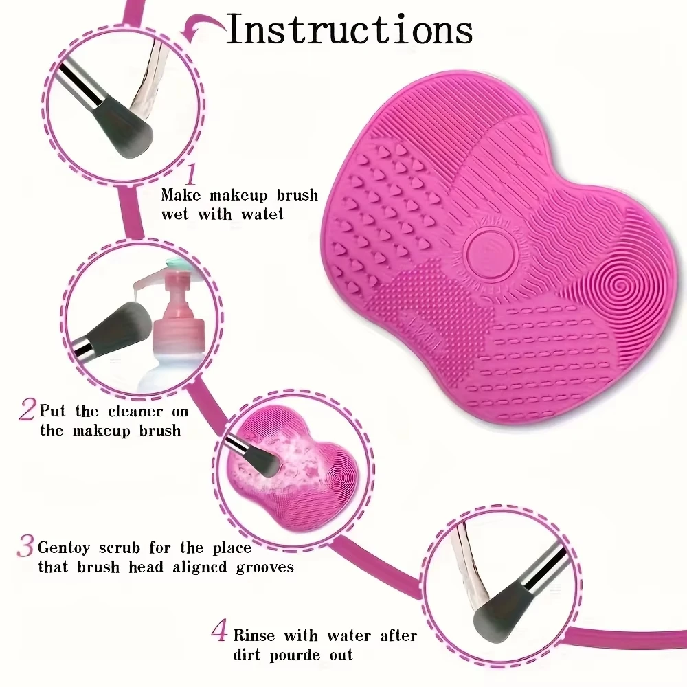 Silicone Apple-Shaped Makeup Brush Cleaning Mat With Suction Cup, Deeply Cleans Makeup Brushes, Making Brushes Fluffy And Soft view 6