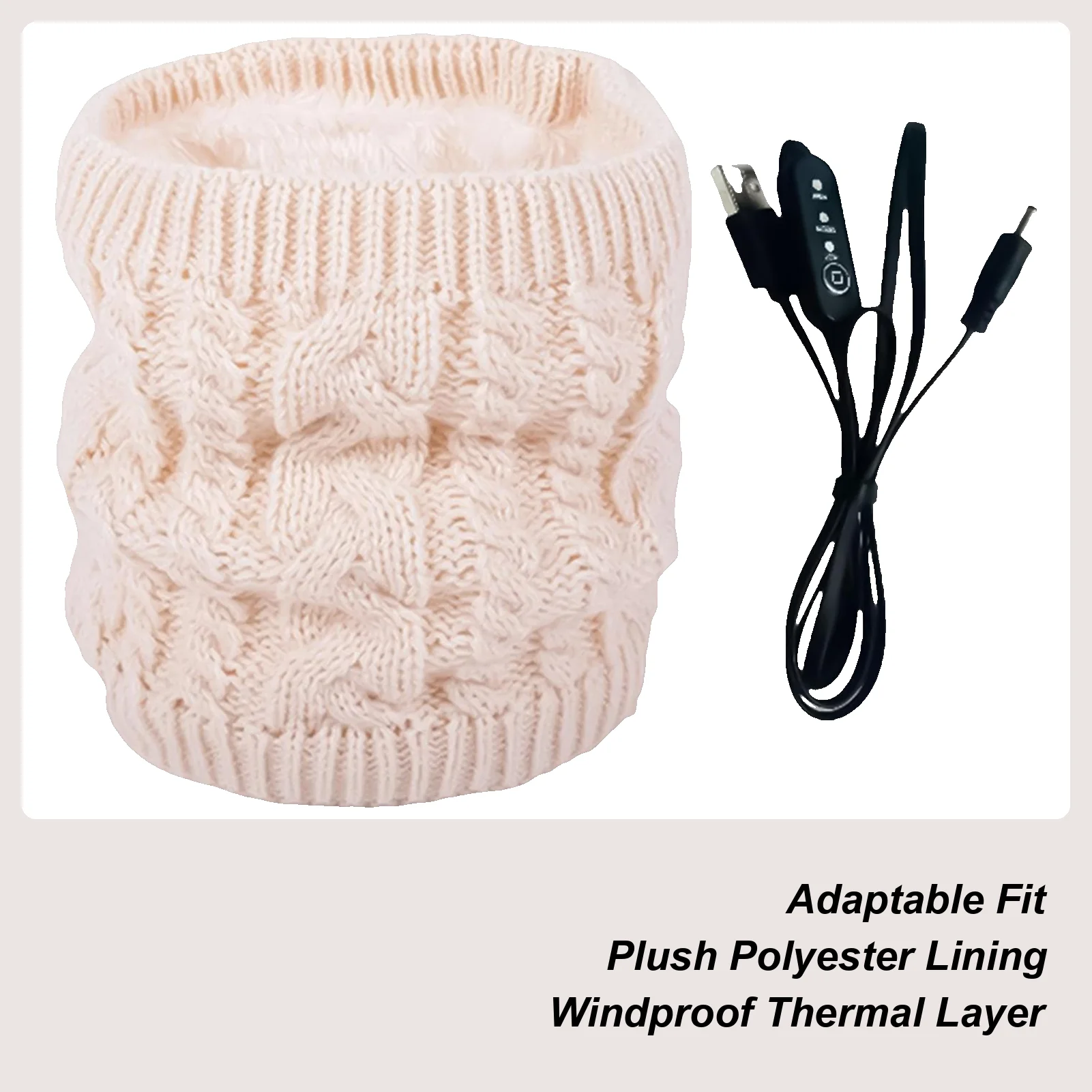 

Шарф с подогревом для женщин, электрическая вязаная термообертка, зарядка через USB, вязаный шарф с подогревом на шею для зимы, осень, катания на лыжах, сноуборде