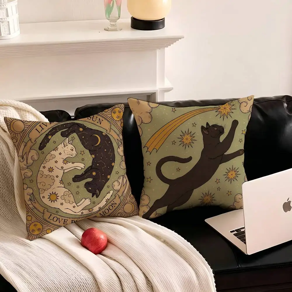 1pc Yin Yang Cat Pillow Case Fashion Square Pillowcase Bedroom Sofa Room Ins Decoration Leisure