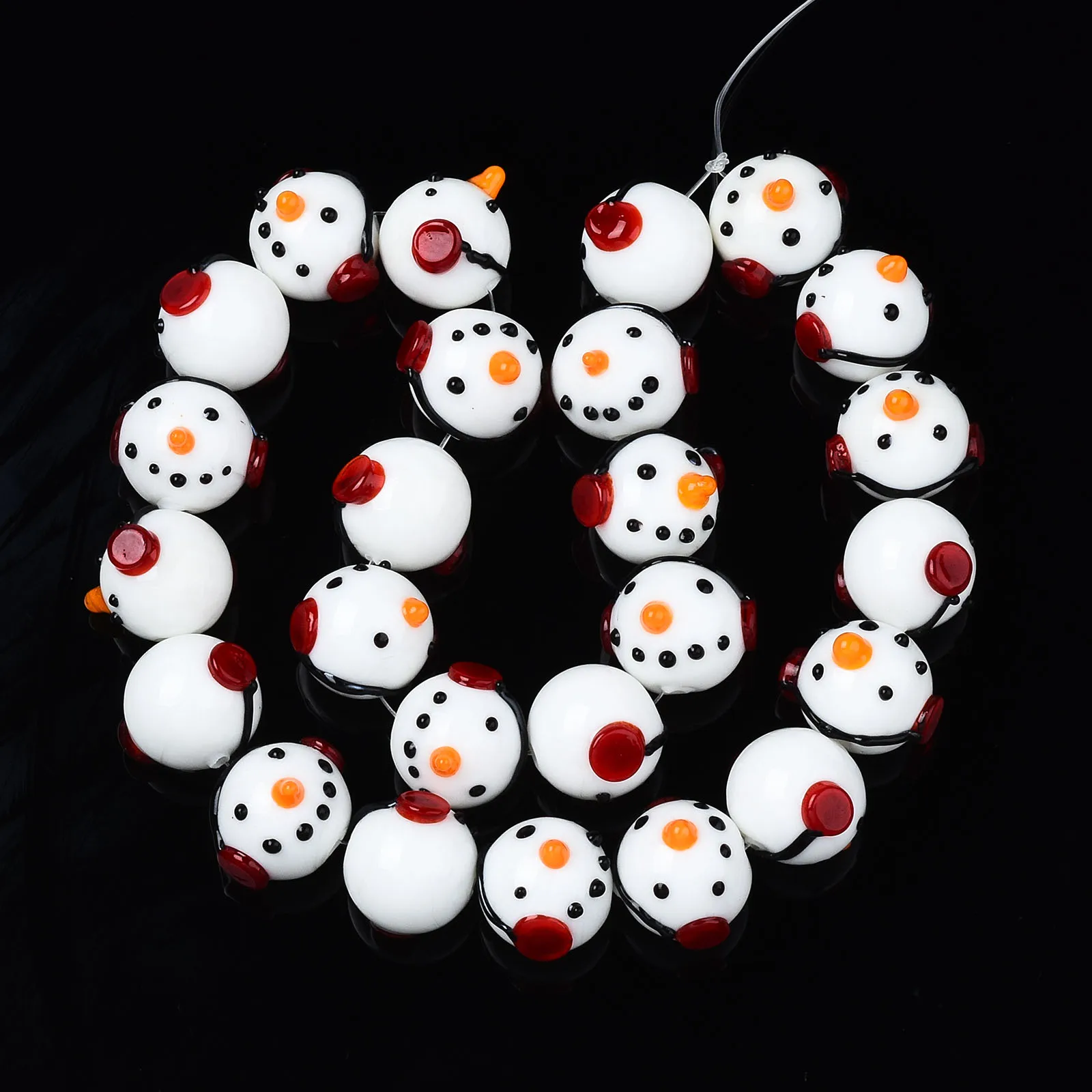 20~25Pcs Gingerbread Man Christmas Hat Tree Lampwork Beads Dangle Glass Beading Necklace Earrings DIY Jewelry Making Findings
