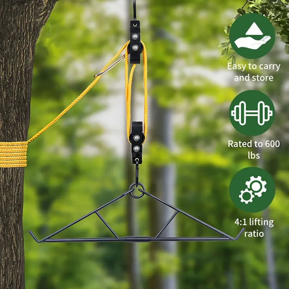 

600 LBS Deer Hunting Game Hoist Pulley Lift System with Gambrel Hunting Game Hanging Kit for Hunting Accessories Gifts for Men