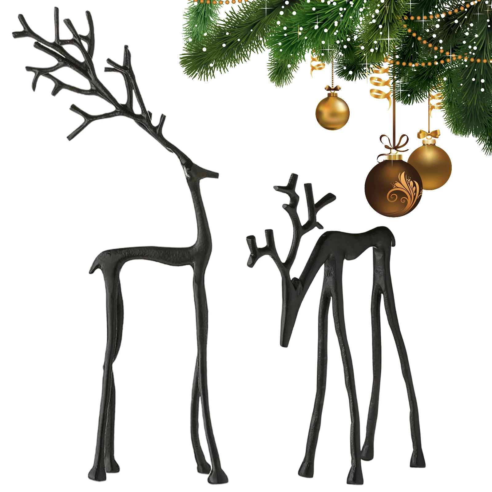 تماثيل الرنة السوداء التماثيل الحديثة عيد الميلاد عيد الميلاد الرنة النحت لغرفة المعيشة غرفة نوم مكتب ديكور المنزل