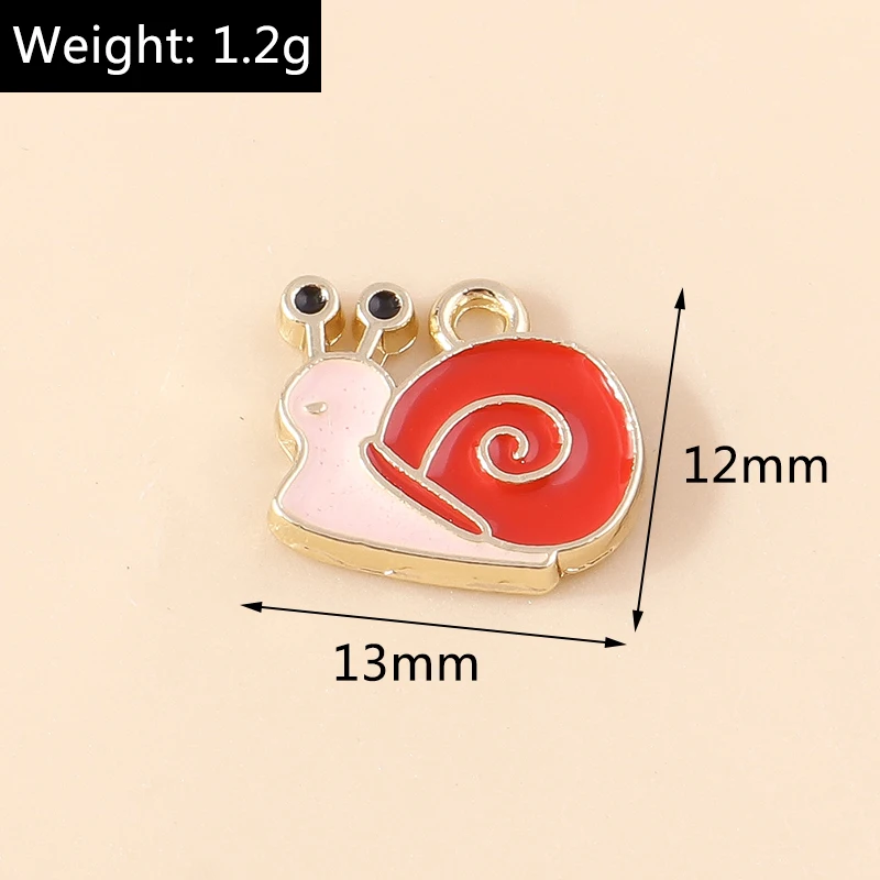 20 Stück 13 x 12 mm Cartoon-Emaille-Tier-Schnecke-Charms-Anhänger für Schmuckherstellung, Halsketten, Ohrringe, Armbänder, DIY-Bastelzubehör – Detail 1