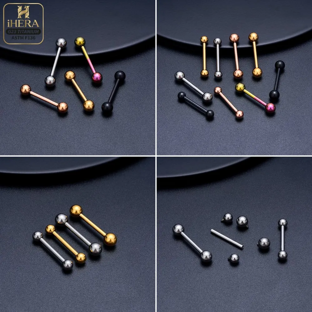 14G 16G G23 Titanium Straight Barbell Tongue Nipple Industrial Ear Cartilage Tragus Helix Eyebrow Piercings Jewelry  Lip Rings