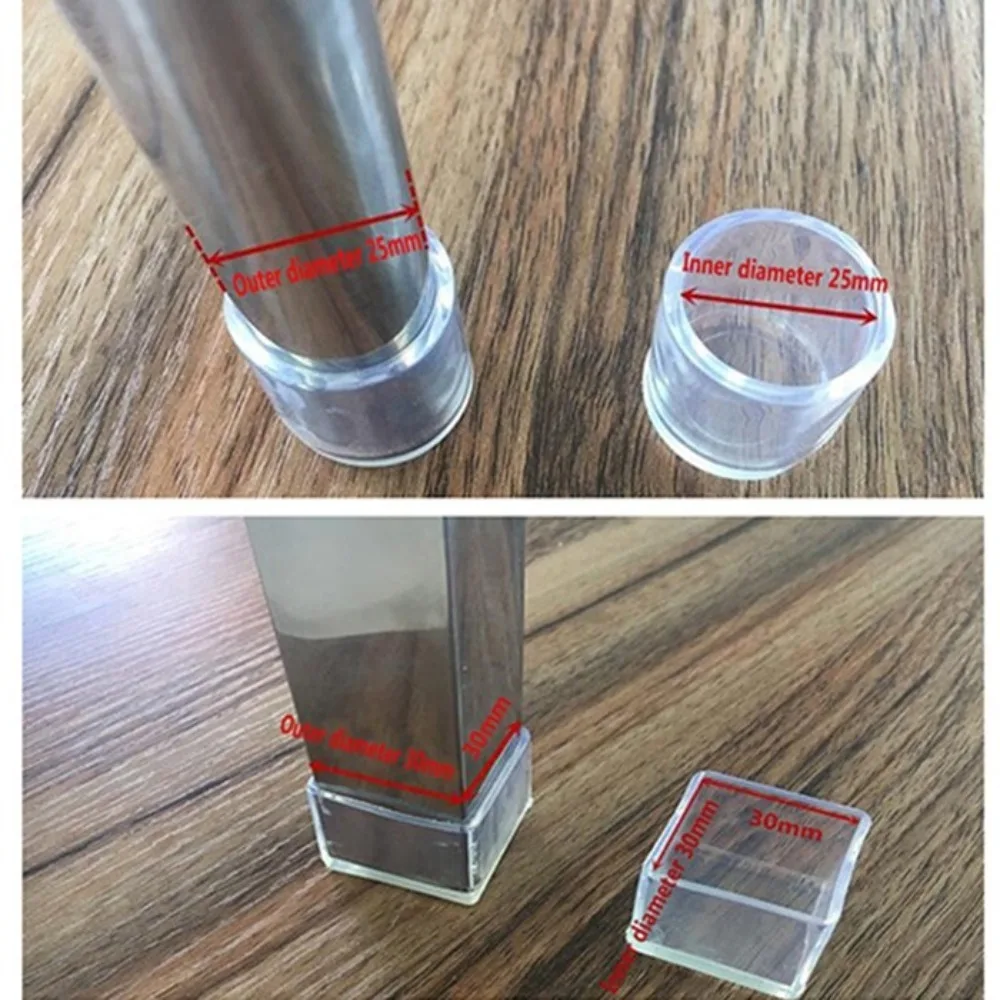 4Pcs/Set New PVC Chair Leg Caps Silent and Wear Resistant Anti-slip Furniture Feet Round Square Floor Protectors