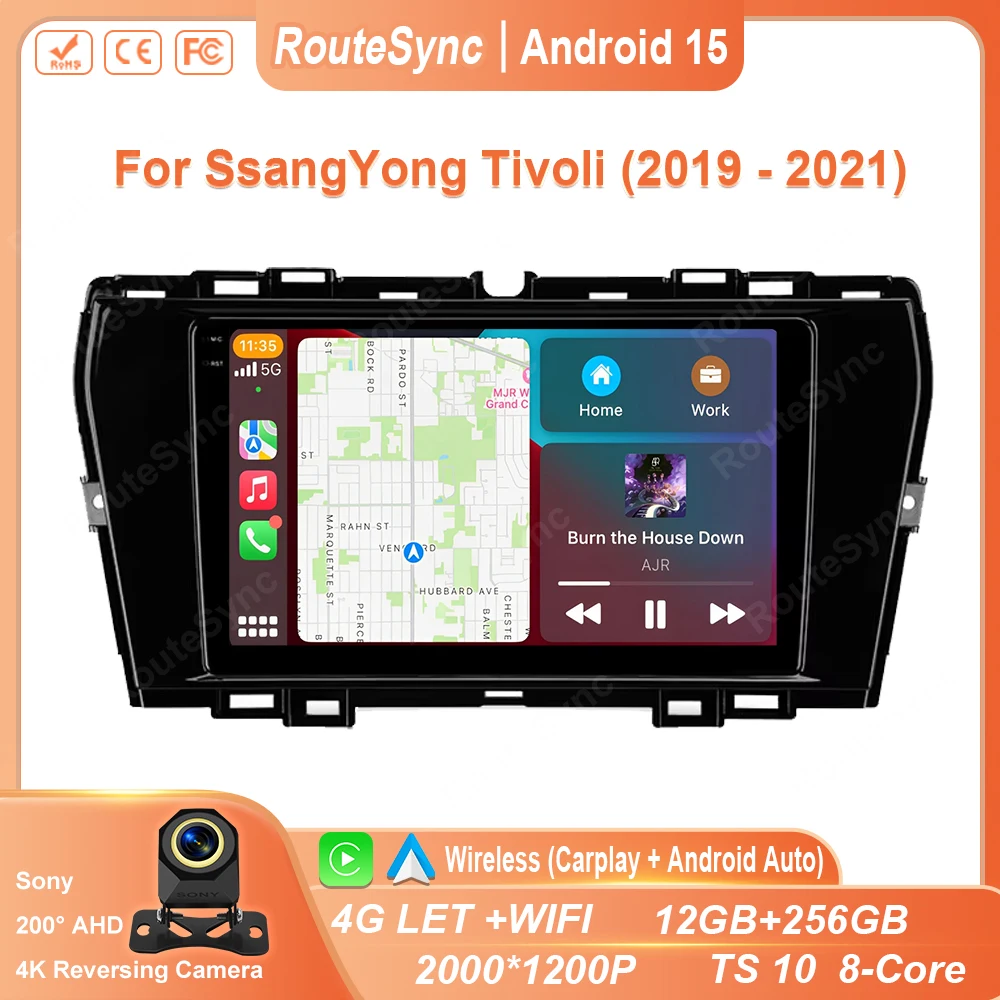 

Android 15 Carplay Auto Car Radio For SsangYong Tivoli 2019 2020 2021 Multmedia Video Player GPS Navigation 4G+WIFI DSP Stereo