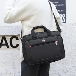 Men's Crossbody Bag Oxford Cloth Breathable Waterproof Large Capacity Laptop Bag Simple Horizontal Square Business Backpack