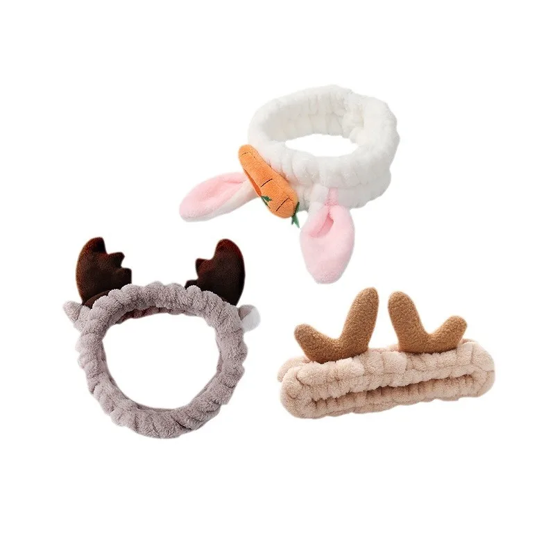 Wash Face Hair Holder Hairbands Soft Warm Coral Fleece Bow Animal Ears Headband For Women Girls Turban Fashion Hair Accessories