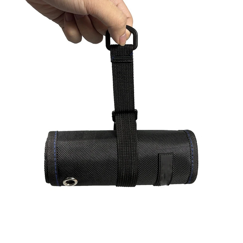Roll Style Drill Bit Storage Bag with 37 Compartments Made from Water Resistant 600D Oxford Fabric and D-Ring Attachment
