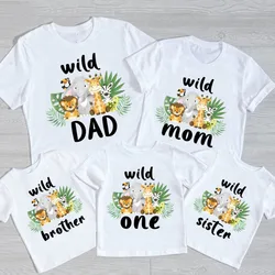 Zoo Animal Birthday Tshirt Wild One Family Matching Clothes Kids Boy Shirt Party Girls TShirt Children Outfit Custom Name