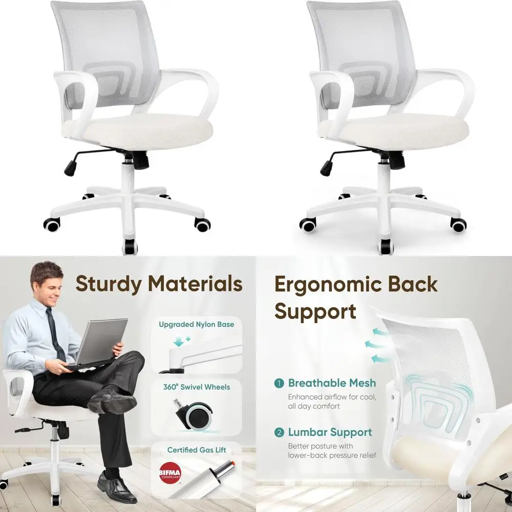 

Эргономичное офисное/игровое кресло с подушкой для спины, поясничной поддержкой, регулируемое, на колесиках, с удобным сетчатым сиденьем