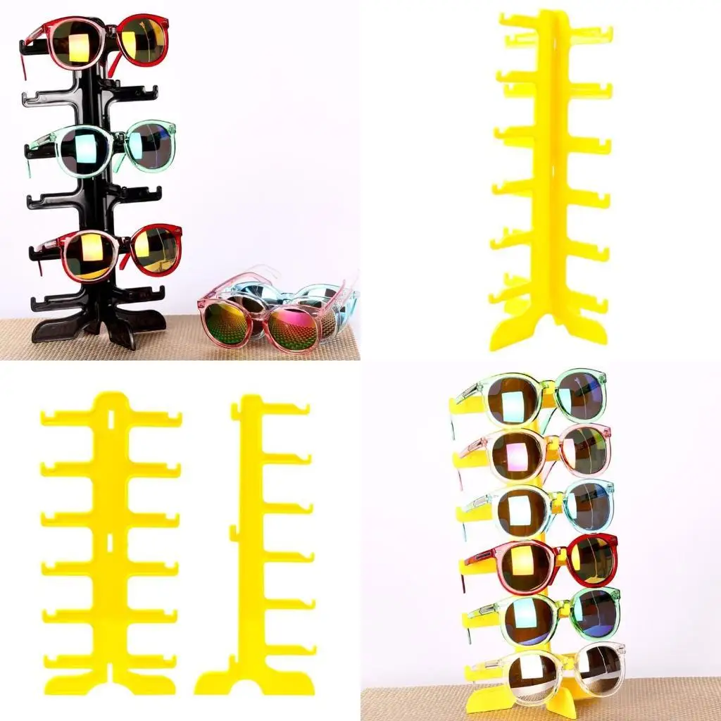 

J78F 6 Pairs Eyeglasses Shelf Plastic Show Stand Sunglasses Display Rack Countertop