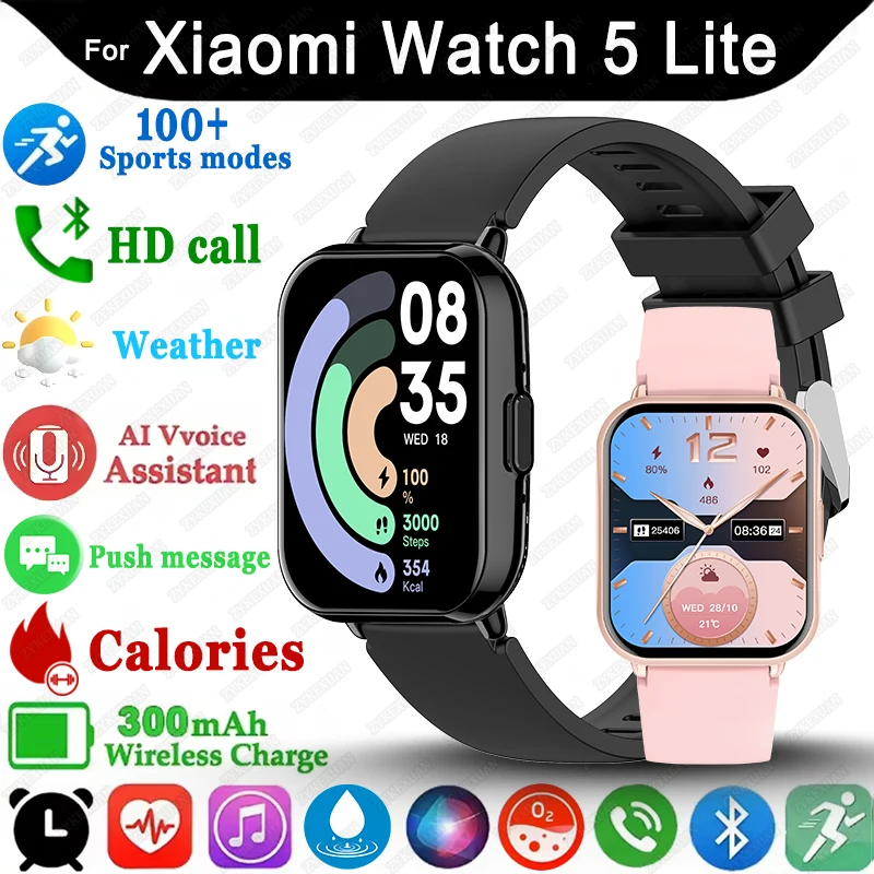 Für Xiaomi Watch 5 Lite Globale Version Männer Frauen 1,83 Zoll Display 100+ Sportmodi Bluetooth Anrufe Sport Wasserdichte Smartwatch