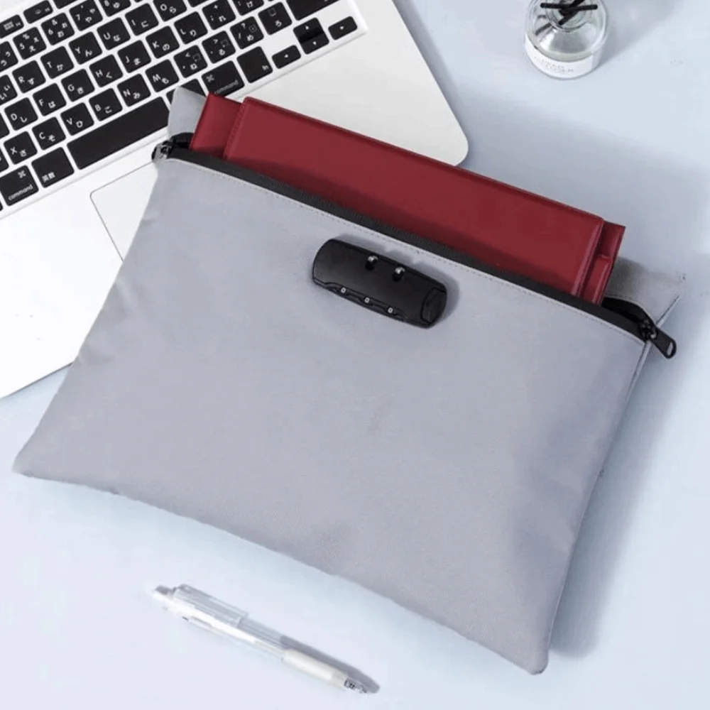 

Transparent Combination Lock Money Bag Waterproof Pouch Portable Security Document Bag Zip Closure File Folders