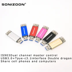 SONIZOON OTG USB 플래시 드라이브 타입 C 펜 드라이브 256GB 128GB 64GB 32GB, USB 스틱 3.0 펜드라이브 타입-C 기기