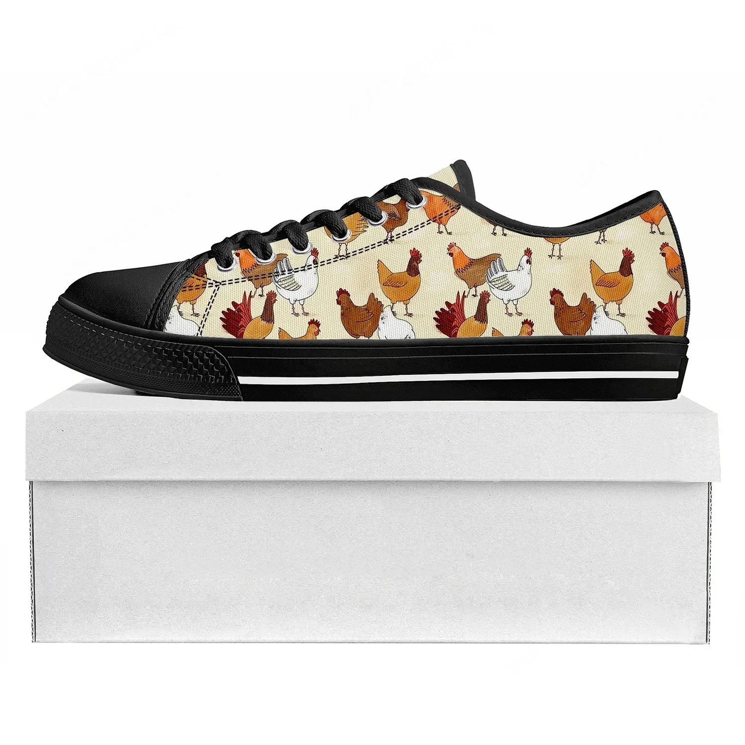 

Cartoon Rooster Print Custom Low Top Sneakers Womens Mens Teenager Shoes Casual Tailor-Made Canvas Sneaker Shoe
