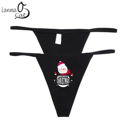 Sexy G String Panties For Xmas Women Lingerie Christmas Santa Claus Funny G-string Comfortable Cotton Cute Underwear