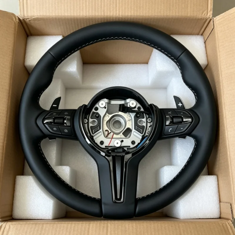 Car Steering Wheel For BMW M3 M5 F10 F13 F15 F20 F22 F23 F30 F33 F34 F25 F80 X1 F48 X5 F15 X3 E90 E71 E84 Black Leather M Sport