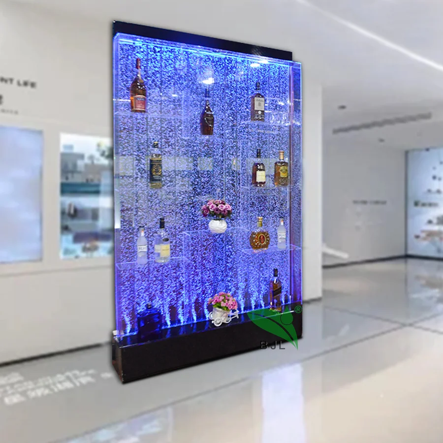 

ZHome Bar Furniture Decoration LED Glowing Bar Cabinet Aquarium Water Bubble Wall Room Divider With Display Bar ShelvesZ